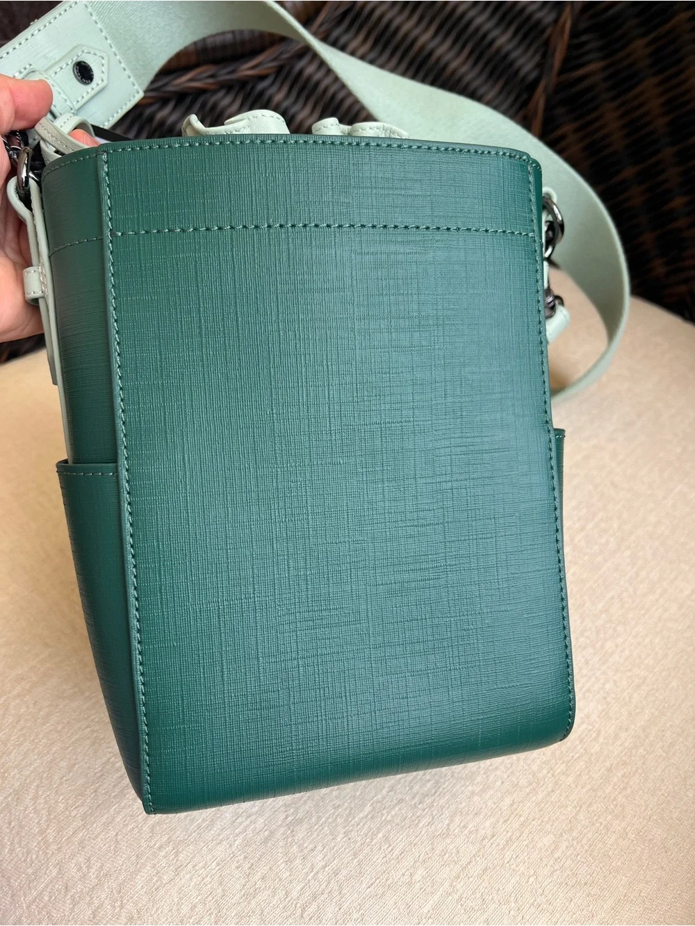 BOTKIER Park Slope Mini Wide strap leather bag Emerald combo green NWT